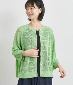 メッシュ編みニットカーディガン