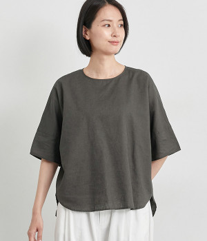 リネンコットンプルオーバー(チャコール-M)