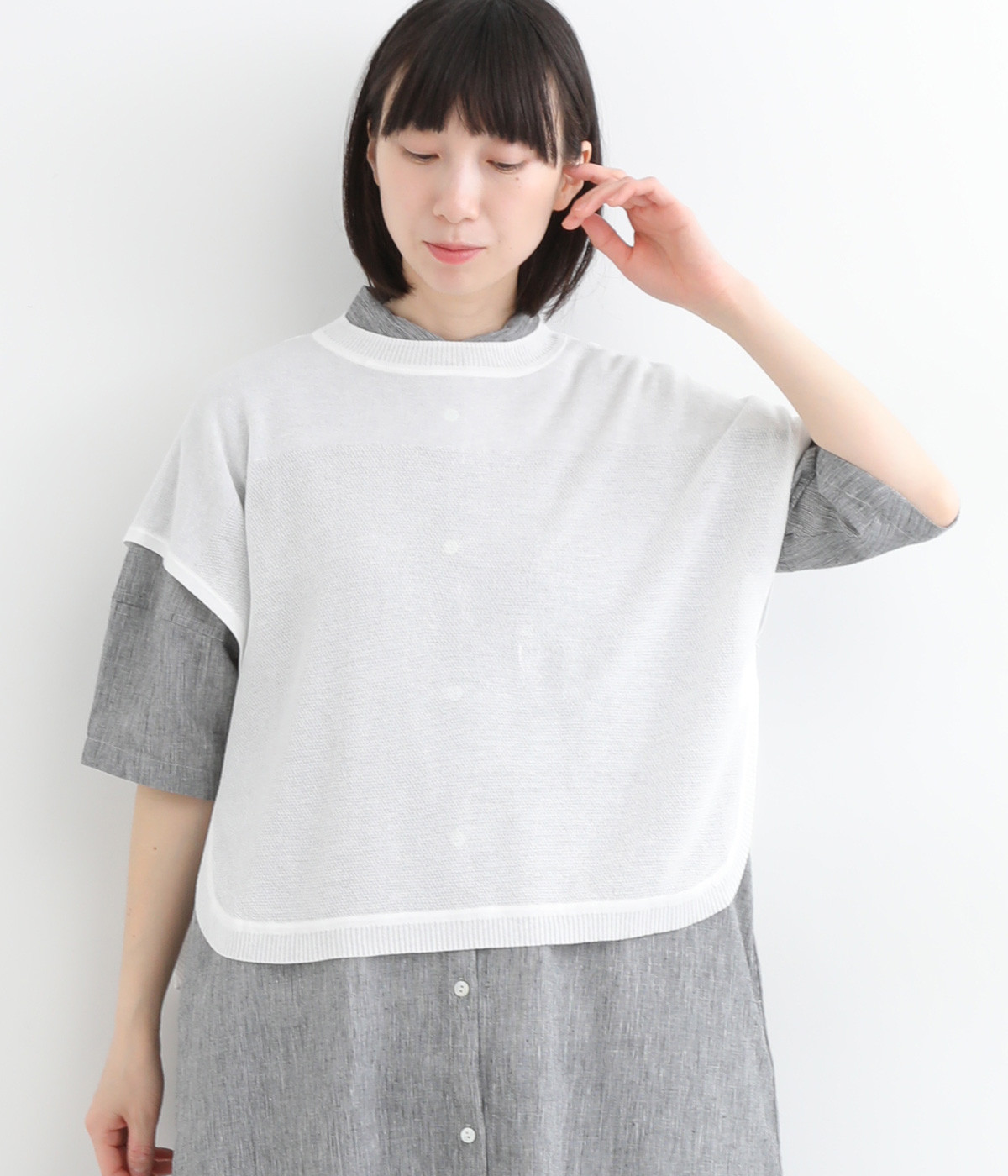 シアーニットプルオーバー(オフホワイト-M)