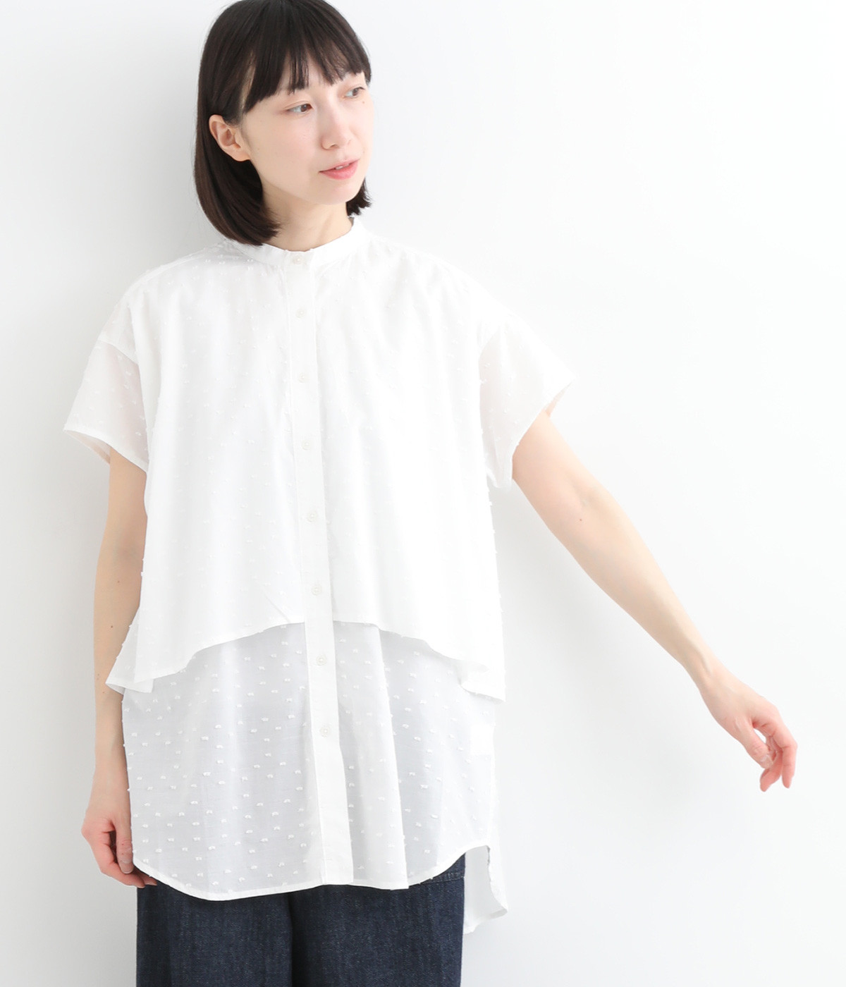 カットドビーロングシャツ(オフホワイト-M)