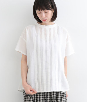 コットンリネンタックプルオーバー(オフホワイト-L)