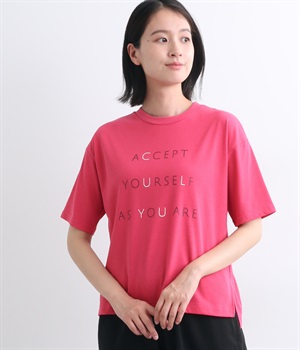 コットンブレンド天竺レタープリントTシャツ