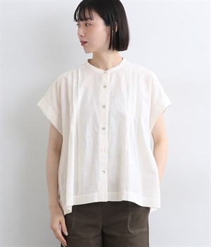 コットンリネン平織りスクエアシャツ(オフホワイト-ONESIZE)
