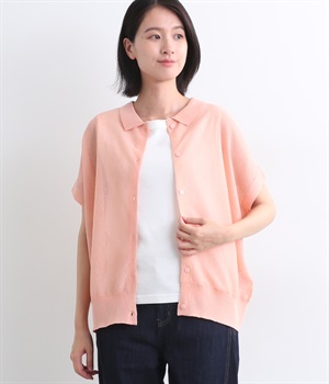 アクリルポリエステル強撚糸ハイツイスト2wayニットプルオーバー