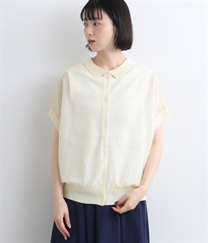 アクリルポリエステル強撚糸ハイツイスト2wayニットプルオーバー(オフホワイト-ONESIZE)