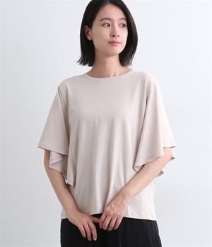 コットン強撚天竺フレアスリーブTシャツ