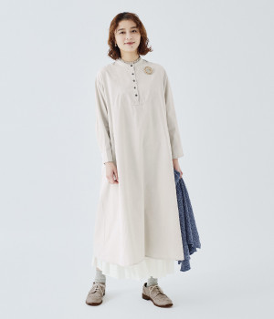 フリルカラーワンピース(ライトグレー-ONESIZE)