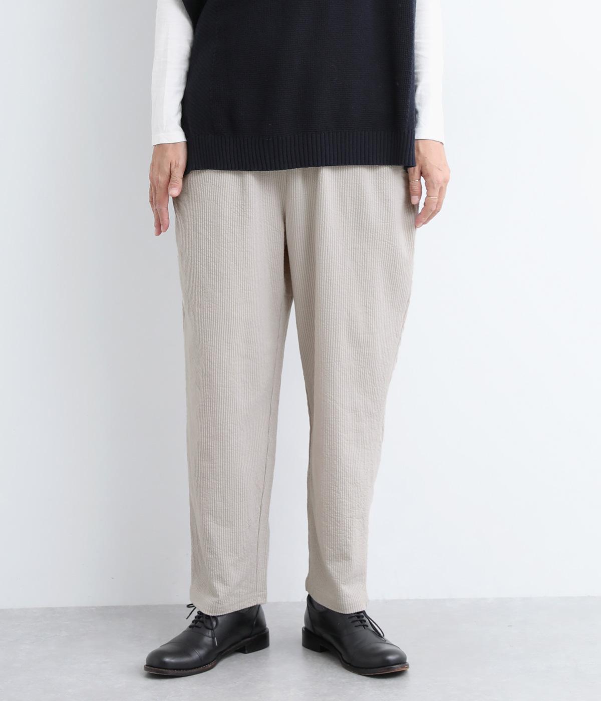 カットサッカーテーパードパンツ(グレー-M)