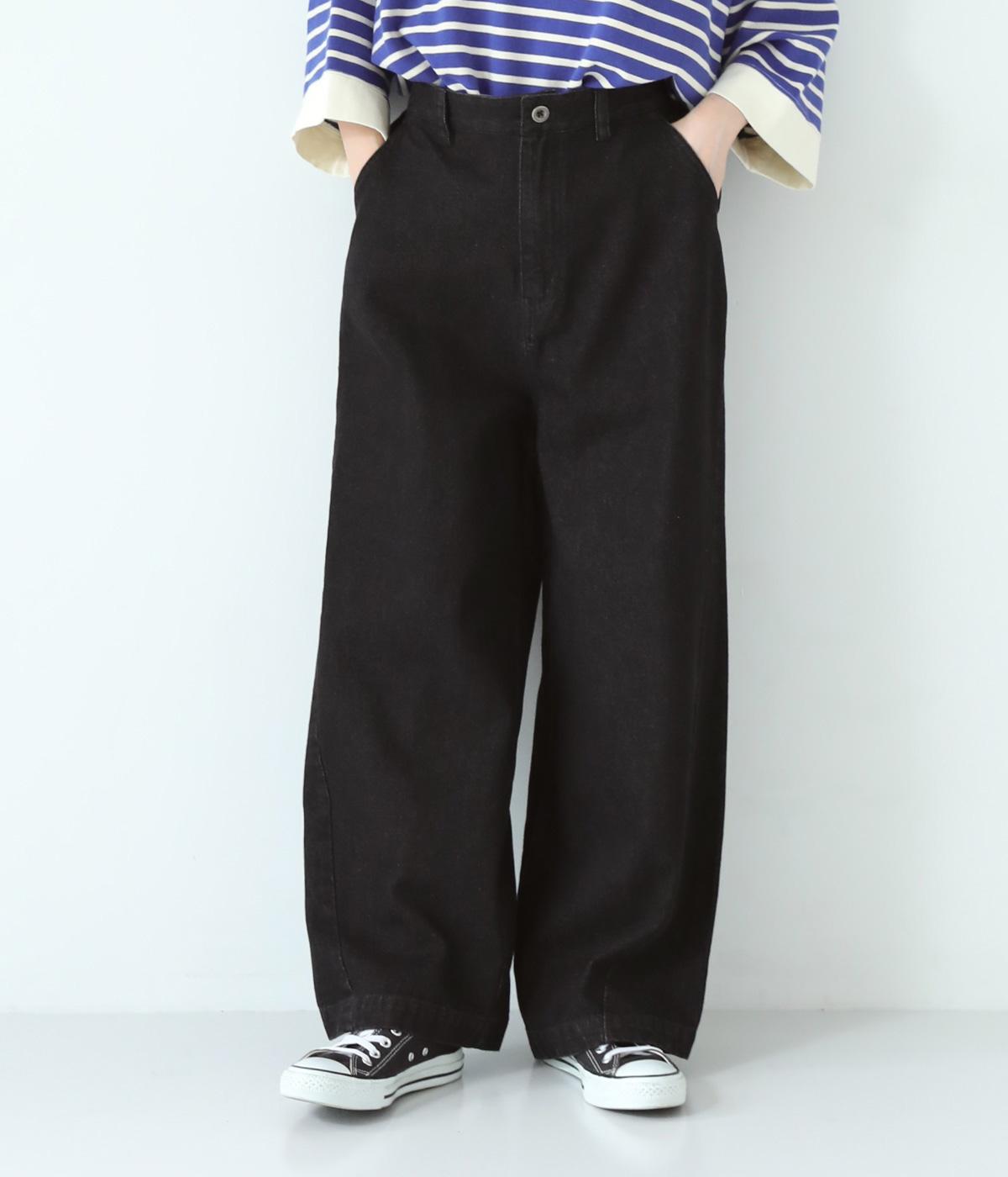 パネルワイドストレートデニムパンツ(ブラックデニム-M)