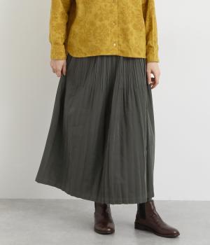 フェイクスエードプリーツスカート(チャコール-L)