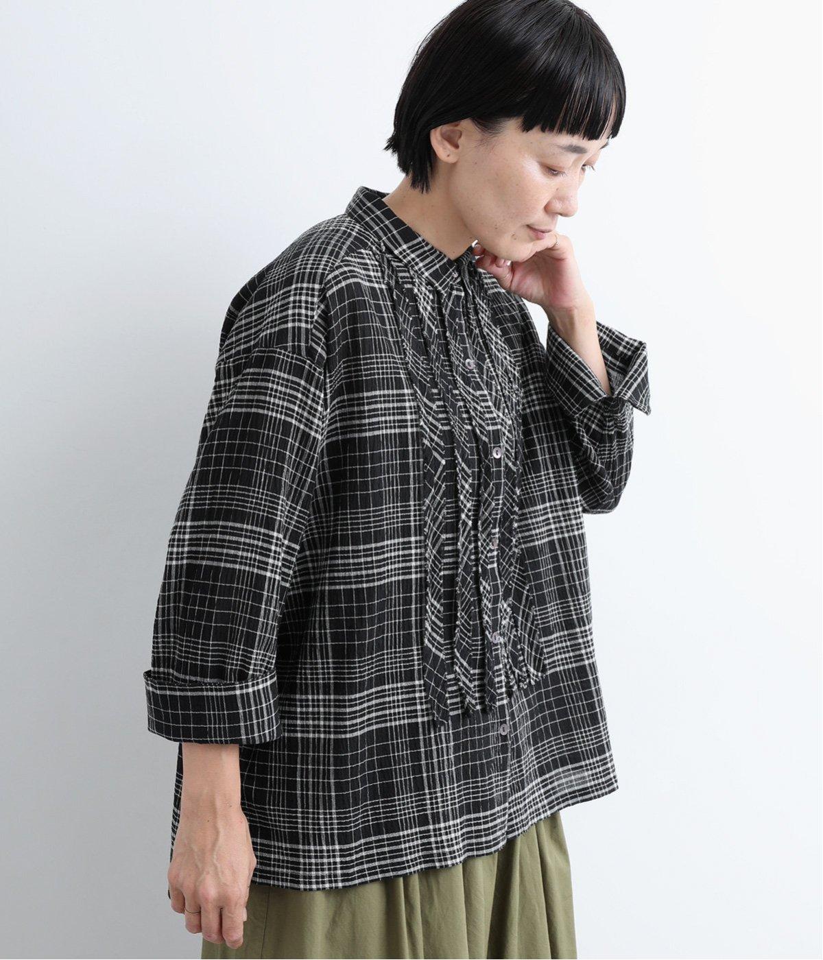 シュリンクフリルブラウス(チャコール-L)