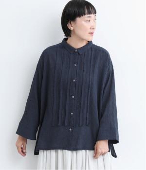 シュリンクフリルブラウス(ネイビー-L)