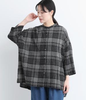 シュリンクスタンドカラーシャツ(チャコール-M)