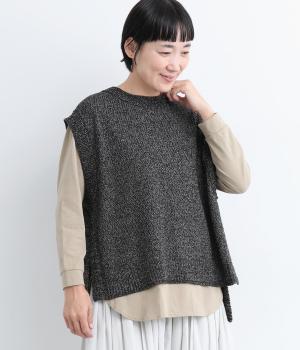 サイドスリットニットベスト(チャコール-L)