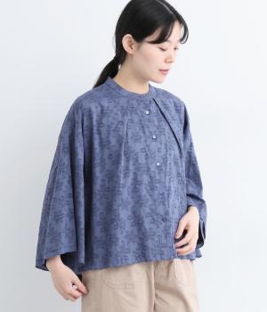 フラワージャカードフレアスリーブシャツ