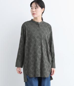 フラワージャカードロングシャツ(チャコール-ONESIZE)