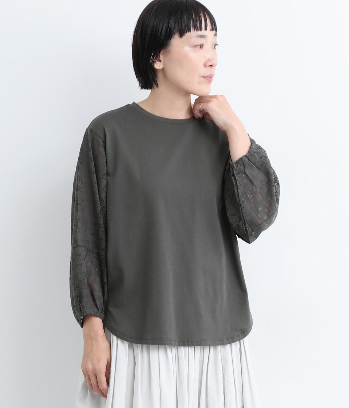 レーススリーブプルオーバー(チャコール-M)