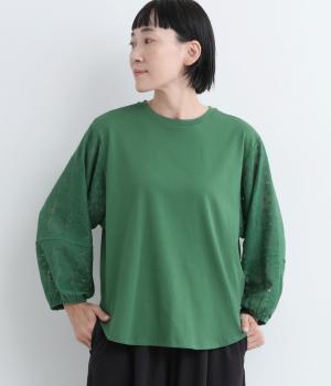 レーススリーブプルオーバー(グリーン-L)