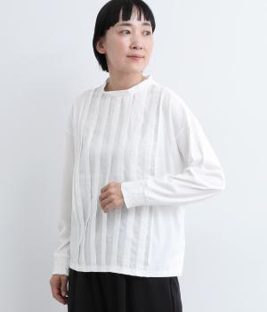 コットン天竺タックプルオーバー(オフホワイト-M)