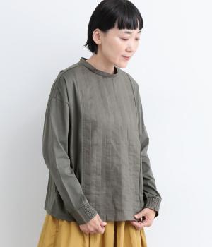 コットン天竺タックプルオーバー(チャコール-L)