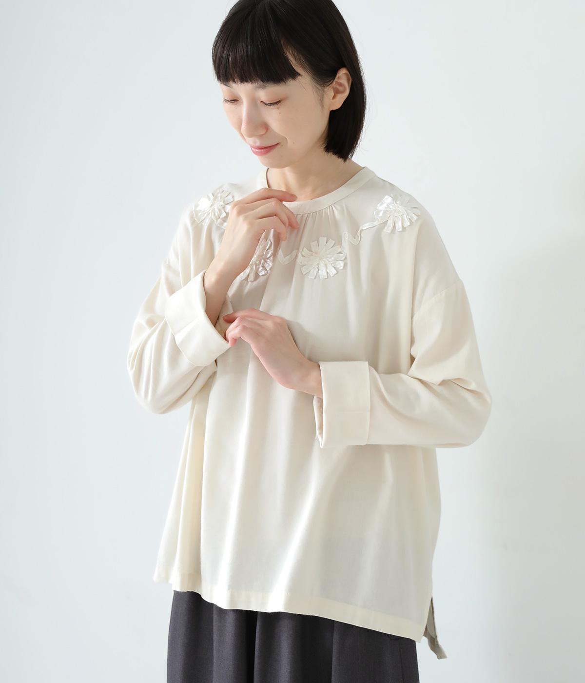 コットンレーヨンテープ刺繍プルオーバー(アイボリー-F)