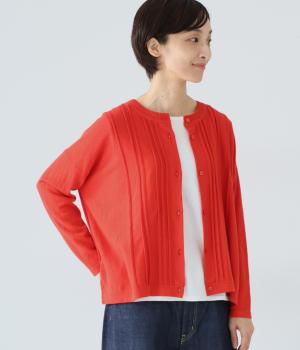 コットンシルクMIXカーディガン(レッド-F)
