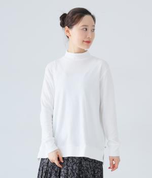 コットン接結天竺ハイネックプルオーバー(オフホワイト-L)