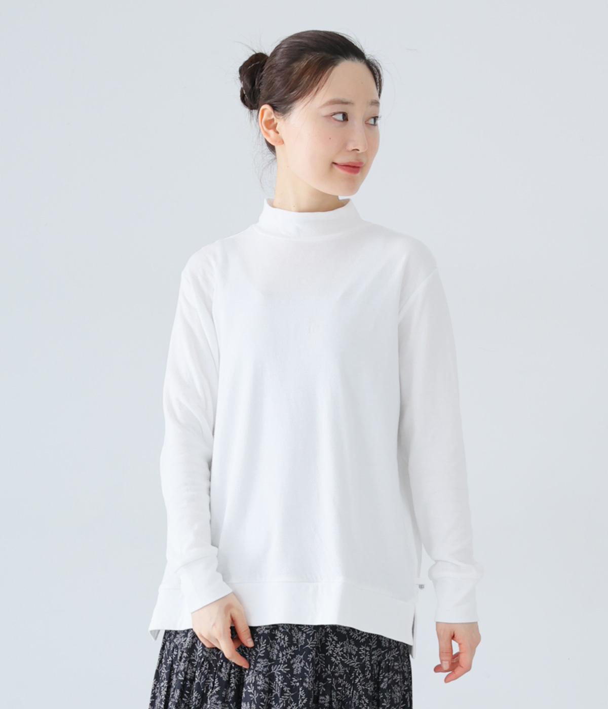 コットン接結天竺ハイネックプルオーバー(オフホワイト-M)