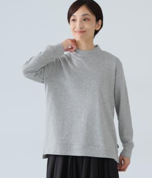 コットン接結天竺ハイネックプルオーバー(杢グレー-L)