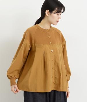 ニット布帛カーディガン(オレンジ-F)