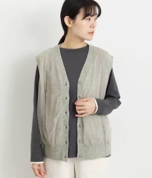 チュールレイヤードニットベスト(グレー-F)