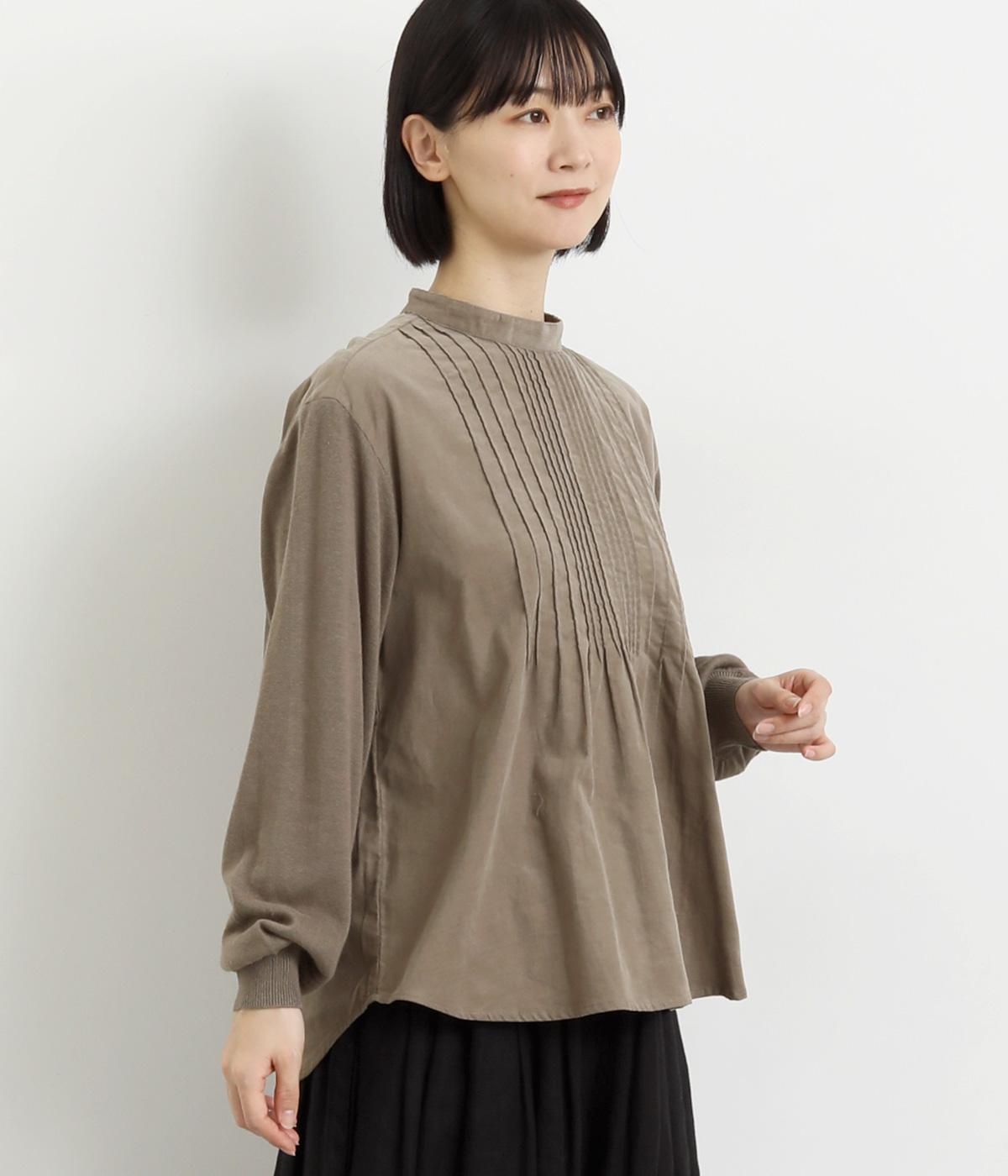 ニットスリーブタックプルオーバー(グレー-M)