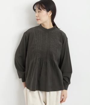 ニットスリーブタックプルオーバー(チャコール-L)