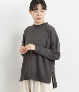 フリルカラーニットプルオーバー(チャコール-L)
