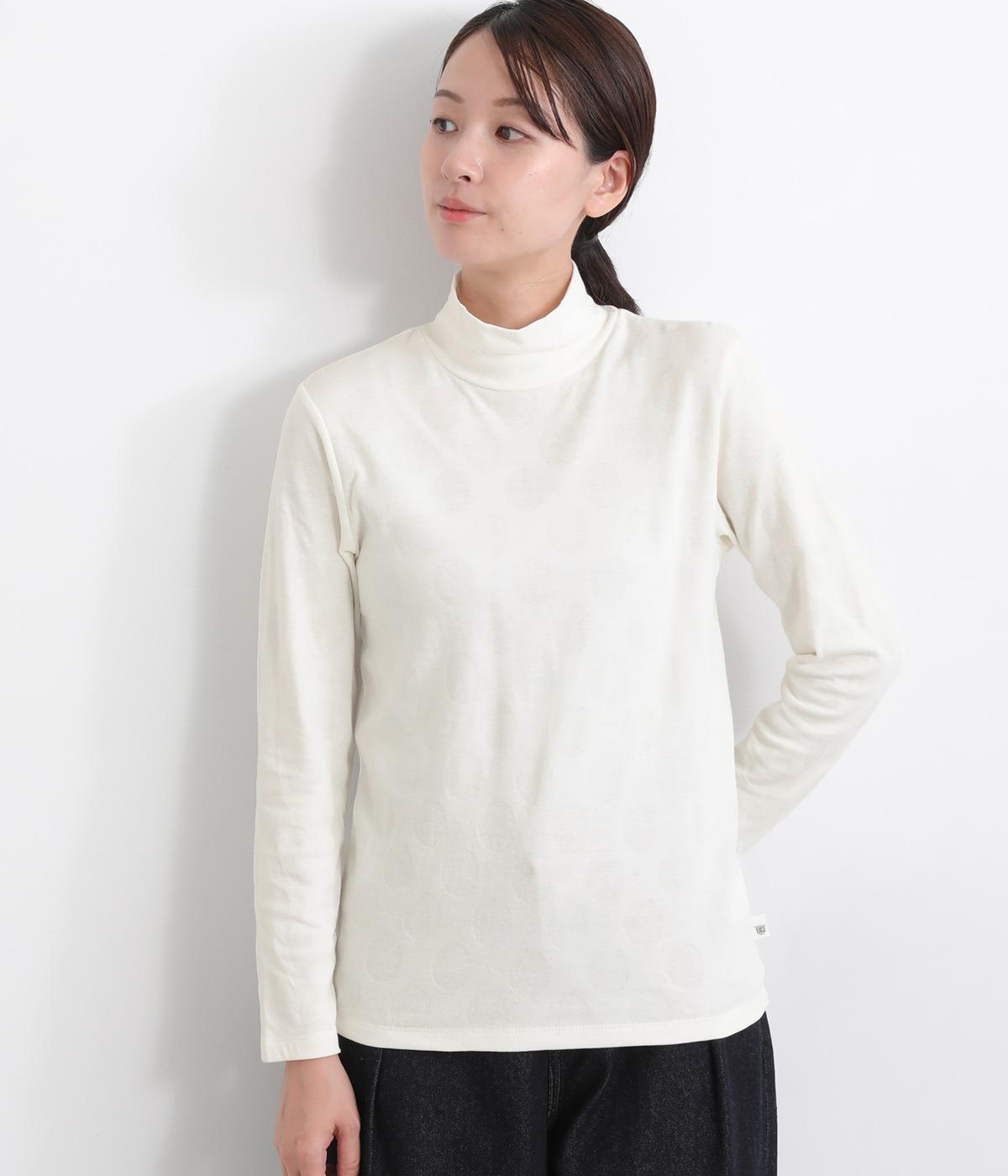 コットン接結ドットジャカードハイネックプルオーバー(オフホワイト-M)