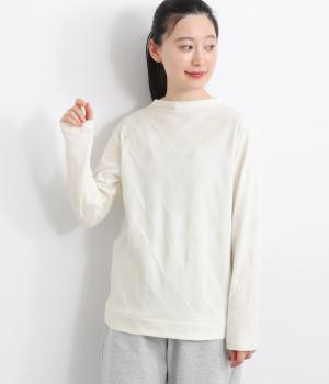 コットン接結ドットジャカードボトルネックプルオーバー(オフホワイト-M)