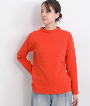 コットン接結ドットジャカードボトルネックプルオーバー(オレンジ-L)