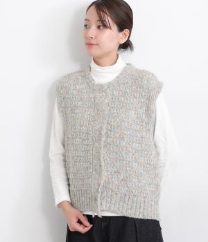 カラーネップニットベスト(ライトグレー-L)