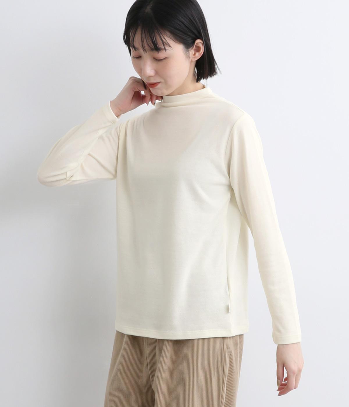 接結天竺ボトルネックプルオーバー(オフホワイト-M)