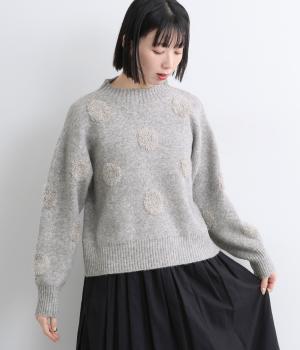 ループドットニットプルオーバー(グレー-L)