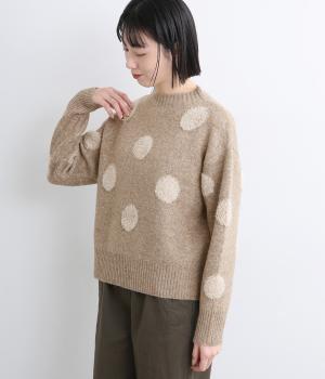 ループドットニットプルオーバー(ベージュ-L)