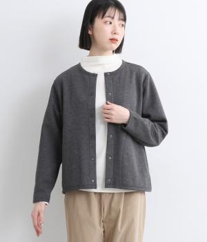 裏フリースカーディガン(チャコール×ブルー-L)
