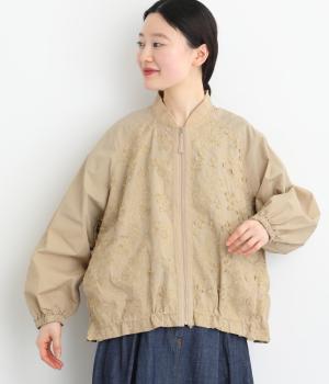 フラワーエンブロイダリーブルゾン(ベージュ-F)
