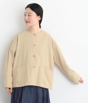 スラブツイルノーカラーコート(ベージュ-F)