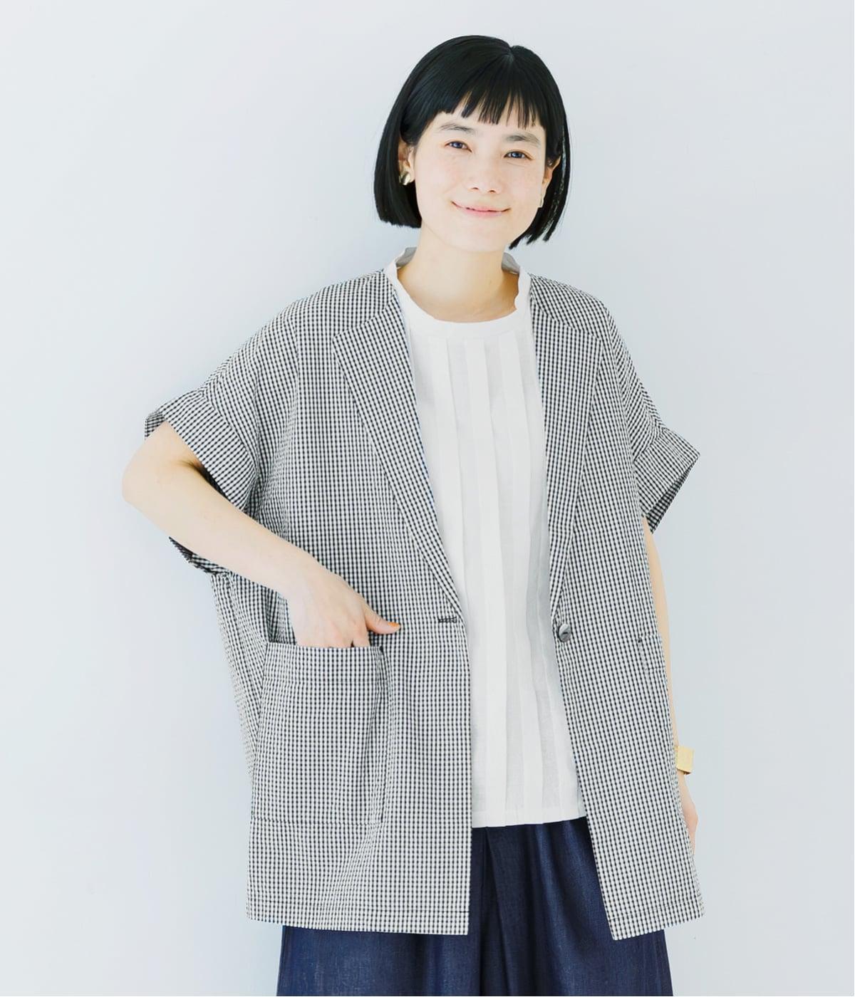 コットンサッカーサマージャケット(ギンガムチェック-F)