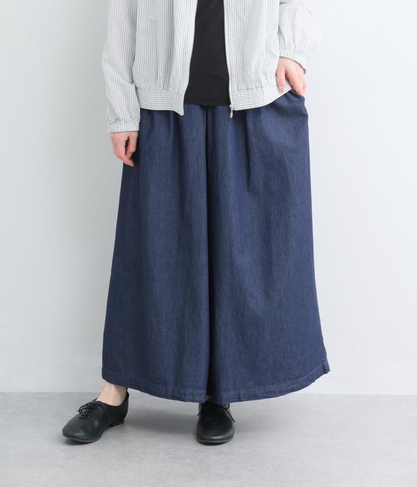 タックワイドデニムパンツ