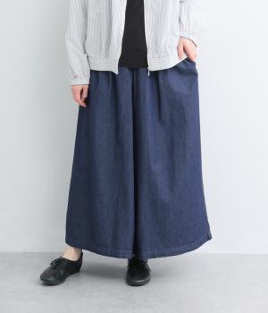 タックワイドデニムパンツ(インディゴネイビー-L)