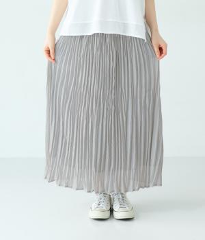 【5月下旬発売予定】ワッシャープリーツスカート(ライトグレー-L)