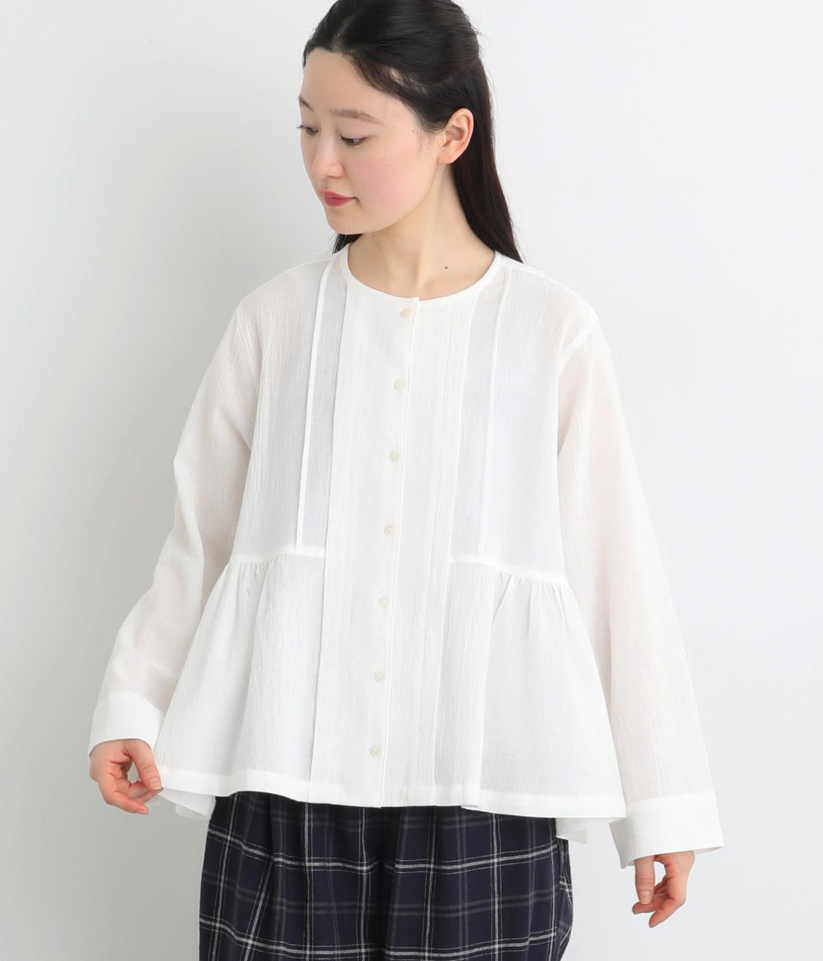 サンドウオッシュフレアシャツ(オフホワイト-M)