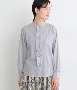 フロントフリルデタッチャブルシャツ(グレー-L)